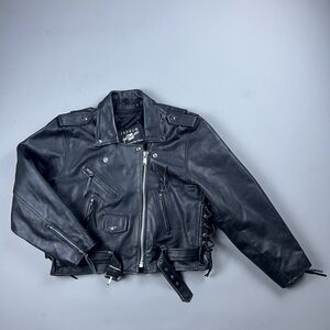 Vintage Jafrum Black Leather Womens Motorcycle Jacket